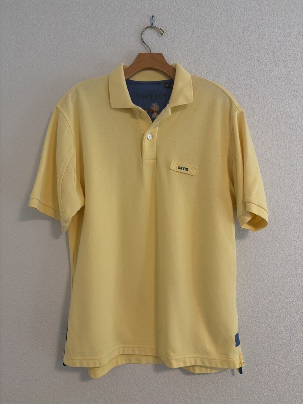 NEW Orvis Signature Polo Medium Heavyweight Men’s Yellow Fishing Buttons NWOT
